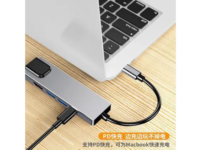 Alt view image 3 of 7 - 4K USB C Hub to Gigabit Ethernet Rj45 Lan 5 in 1 USB Type C Hub Hdmi Adapter for Mac book Pro Thunderbolt 3 USB-C Charger PD