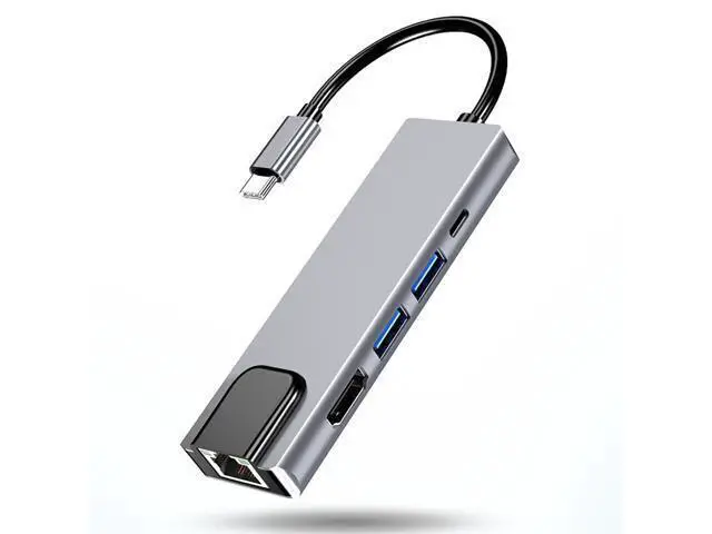 Alt view image 6 of 7 - 4K USB C Hub to Gigabit Ethernet Rj45 Lan 5 in 1 USB Type C Hub Hdmi Adapter for Mac book Pro Thunderbolt 3 USB-C Charger PD