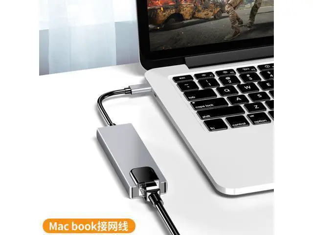 Alt view image 5 of 7 - 4K USB C Hub to Gigabit Ethernet Rj45 Lan 5 in 1 USB Type C Hub Hdmi Adapter for Mac book Pro Thunderbolt 3 USB-C Charger PD