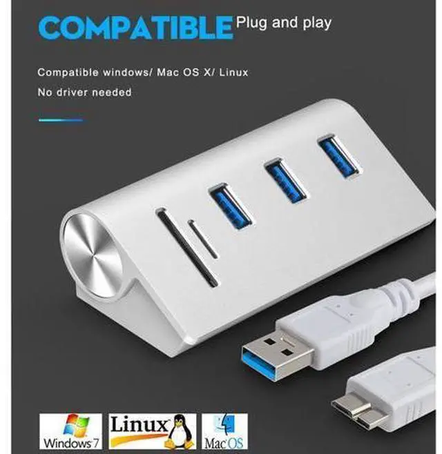 Alt view image 3 of 7 - Multi usb 3.0 hub 3 port adapter splitter Power Interface SD TF Card Reader for MacBook Air computer laptop accessories