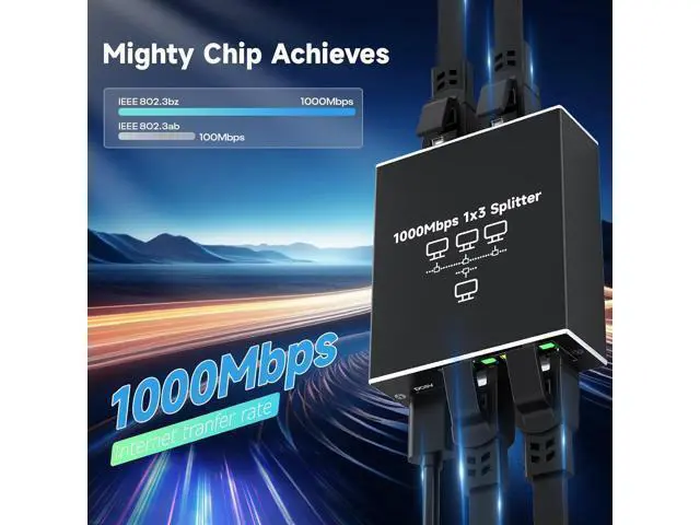 Alt view image 2 of 7 - Gigabit Ethernet Splitter 1 to 3, High-Speed 1000Mbps Ethernet Network Splitter with USB Power Cable, RJ45 LAN Splitter Adapter for Cat 5/5e/6/7/8 Cable, Plug and Play giyqxHw