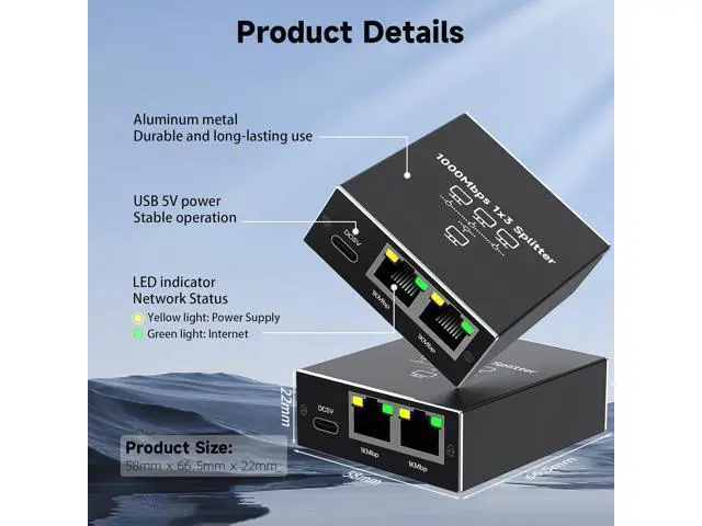 Alt view image 5 of 7 - Gigabit Ethernet Splitter 1 to 3, High-Speed 1000Mbps Ethernet Network Splitter with USB Power Cable, RJ45 LAN Splitter Adapter for Cat 5/5e/6/7/8 Cable, Plug and Play giyqxHw