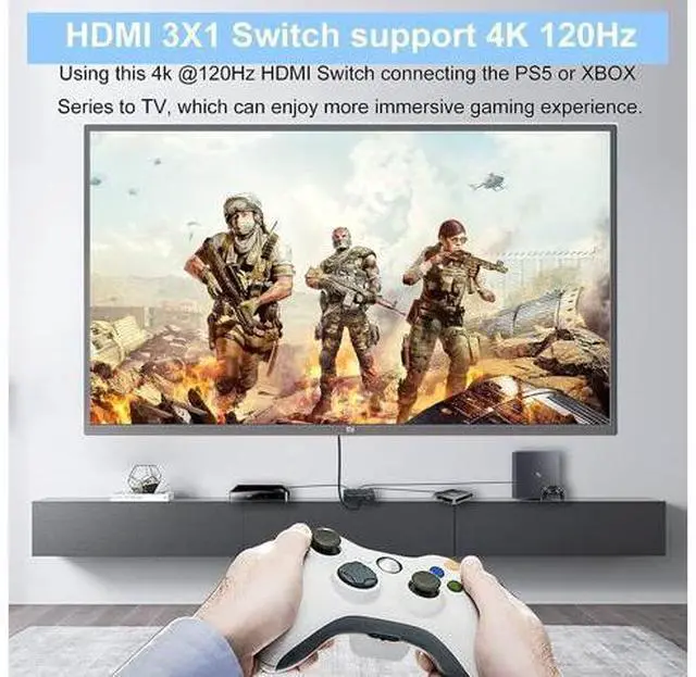 Alt view image 3 of 7 - HDMI 2.1 Switch 3 in 1 Out, 8K@60Hz 4K@120Hz HDMI Switcher 3 Port, 8K HDMI Auto Switch 3x1 Selector with IR Remote for Xbox,PS5,PS4,UHD TV, Support 48Gbps, HDCP 2.3,HDR 10+, 1080P@240Hz