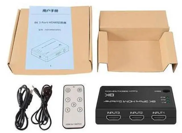 Alt view image 7 of 7 - HDMI 2.1 Switch 3 in 1 Out, 8K@60Hz 4K@120Hz HDMI Switcher 3 Port, 8K HDMI Auto Switch 3x1 Selector with IR Remote for Xbox,PS5,PS4,UHD TV, Support 48Gbps, HDCP 2.3,HDR 10+, 1080P@240Hz