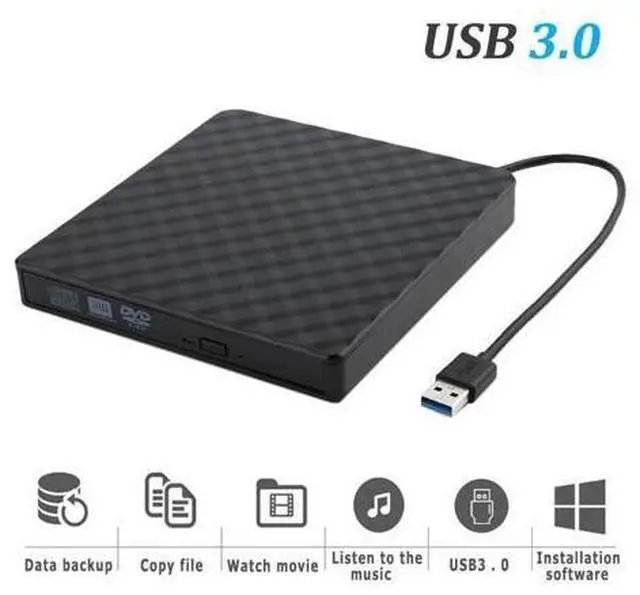 Alt view image 2 of 6 - External CD Drive, USB 3.0 Slim External CD DVD ROM Drive Writer Reader Burner, Portable CD DVD RW Drive/Writer/Burner Optical Player External DVD Drive for Macbook/Laptop/Desktop PC Windows XP/7/10