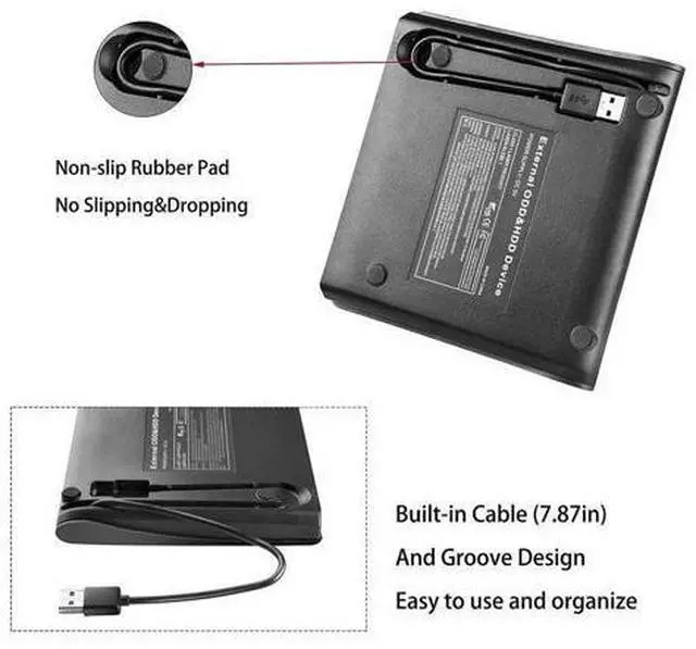 Alt view image 6 of 6 - External CD Drive, USB 3.0 Slim External CD DVD ROM Drive Writer Reader Burner, Portable CD DVD RW Drive/Writer/Burner Optical Player External DVD Drive for Macbook/Laptop/Desktop PC Windows XP/7/10