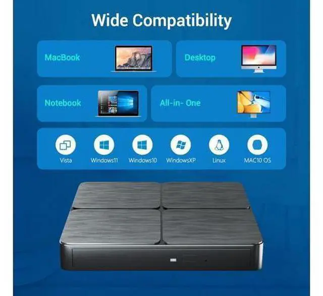 Alt view image 3 of 6 - External CD DVD Drive, USB 3.0 and Type-C Portable External CD Burner DVD Drive Slim CD DVD +/-RW Reader Player, External CD/DVD Optical Drive for Mac,PC,Laptop,Desktop,MacOS,Windows XP/7/8/10/11
