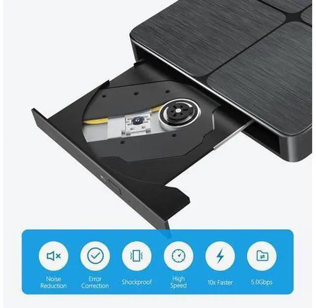 Alt view image 5 of 6 - External CD DVD Drive, USB 3.0 and Type-C Portable External CD Burner DVD Drive Slim CD DVD +/-RW Reader Player, External CD/DVD Optical Drive for Mac,PC,Laptop,Desktop,MacOS,Windows XP/7/8/10/11
