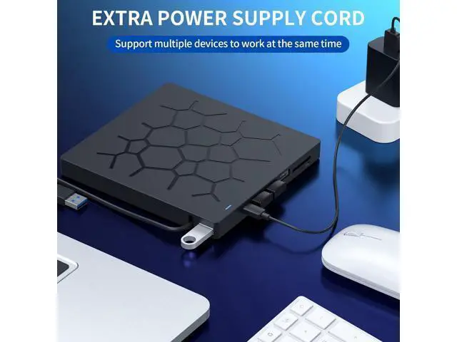 Alt view image 6 of 7 - External CD/DVD Drive for Laptop, 7 IN 1 USB 3.0 Type C Portable DVD Player, CD ROM Burner Writer, External Disk Drive, Optical Drive Compatible with Laptop, PC, MacBook, Windows, Mac, Linux OS