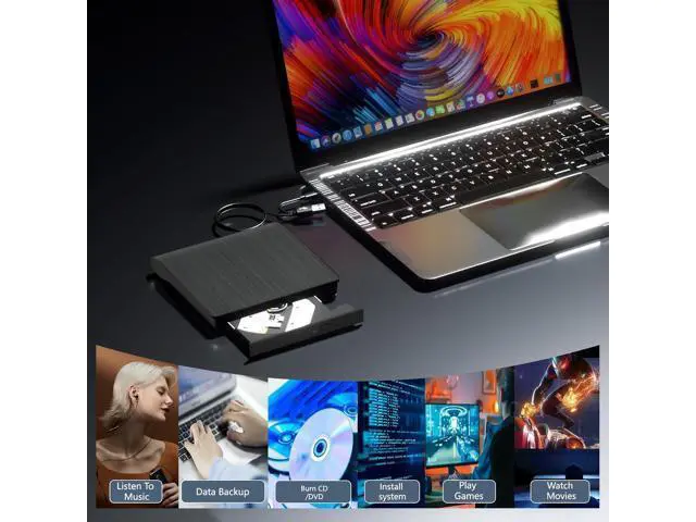 Alt view image 5 of 7 - External CD DVD Drive, USB 3.0 & TYPE C Portable CD DVD +/-RW Drive, CD/DVD ROM Player Burner Reader Writer Rewriter Optical Disc Drive for Laptop Desktop PC, Windows 11/10/8/7, Apple Mac, Linux OS