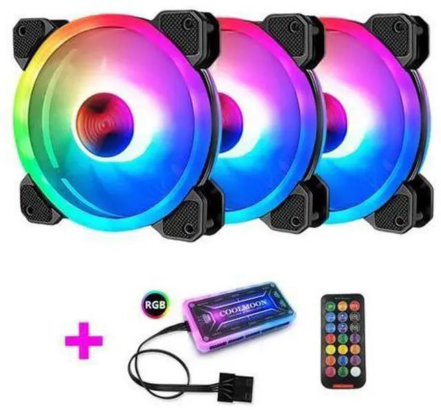 Main image of Computer Case PC Cooling Fan RGB Adjust 120mm Quiet + IR Remote New Computer Cooler RGB CPU Case Fan Three in One