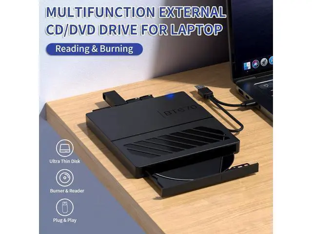Alt view image 6 of 7 - External CD DVD Drive, 7 in 1 USB 3.0 Type-C DVD Drive, Portable External DVD Burner, External CD/DVD Optical Drive with SD/TF Card Reader & 4 USB A Ports for Linux/Mac OS/Windows 7/8/10/11