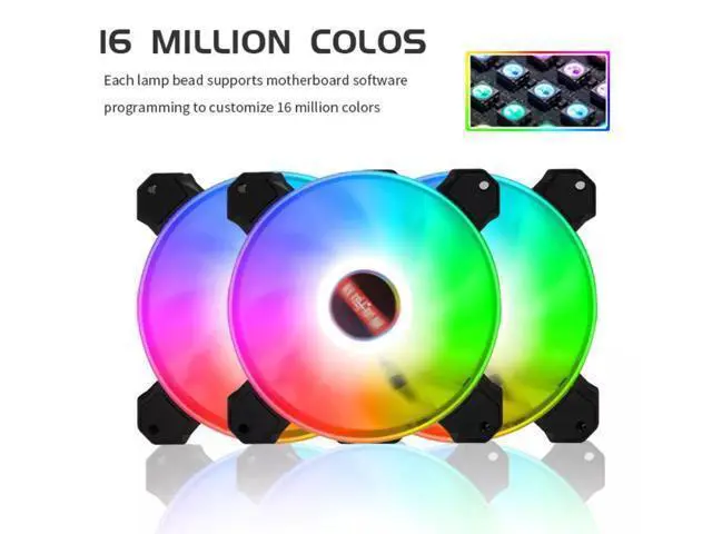 Alt view image 4 of 7 - 3-Pack 120mm RGB Case Fan with Remote Controller, Computer Case 12cm Cooling Fan RGB 6PIN, RGB LED Quiet High Airflow Adjustable Color LED Fan, CPU Cooler with RF Remote