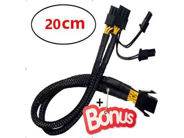 Alt view image 2 of 4 - 4Pack PCI-e 6 Pin Female to Dual PCIe 8 Pin (6+2) Male Graphics Card PCI Express Power Adapter GPU VGA Y-Splitter Extension Cable Mining Video Card Sleeved Power Cable 9 inches 20cm 4 Pack +Bonus