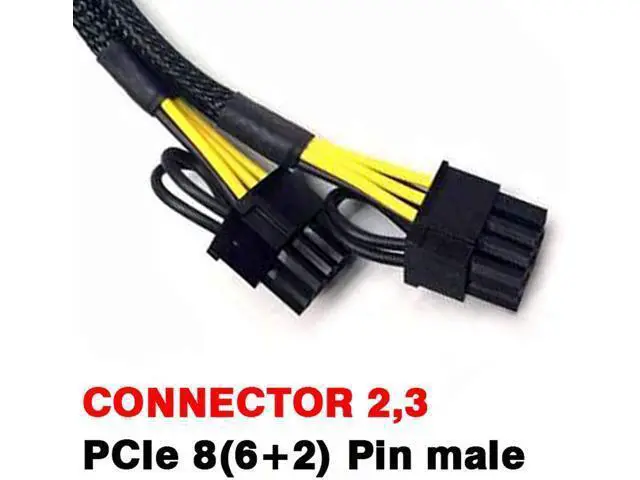 Alt view image 4 of 4 - 4Pack PCI-e 6 Pin Female to Dual PCIe 8 Pin (6+2) Male Graphics Card PCI Express Power Adapter GPU VGA Y-Splitter Extension Cable Mining Video Card Sleeved Power Cable 9 inches 20cm 4 Pack +Bonus