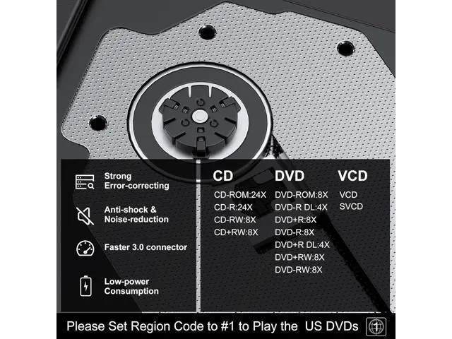 Alt view image 4 of 6 - External CD DVD Drive, USB 3.0 Type-C Portable CD DVD +/-Rw Drive Reader, DVD/CD ROM Burner Rewriter, Slim Optical DVD Drive for Laptop, Desktop, Mac, Macbook, OS/Windows/Linux (Black)