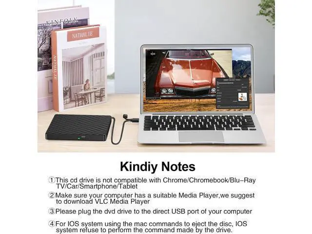 Alt view image 5 of 6 - External CD DVD Drive, USB 3.0 Type-C Portable CD DVD +/-Rw Drive Reader, DVD/CD ROM Burner Rewriter, Slim Optical DVD Drive for Laptop, Desktop, Mac, Macbook, OS/Windows/Linux (Black)