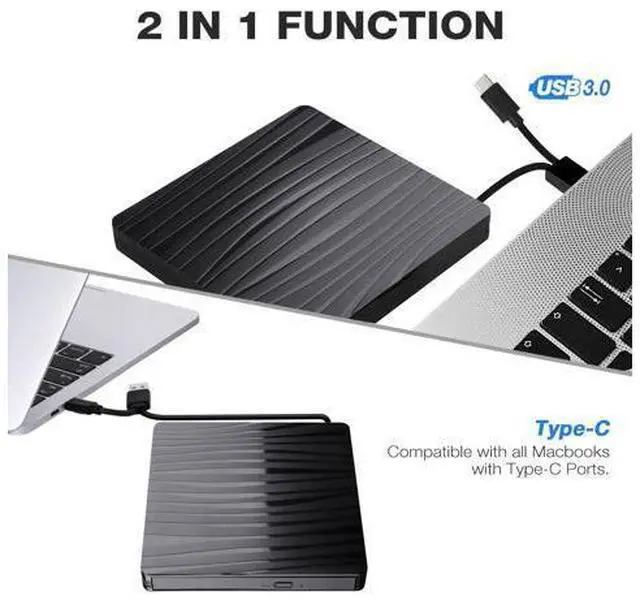 Alt view image 5 of 7 - Type C USB 3.0 Slim External DVD RW CD Writer Drive Burner Reader Player Optical Drives CD-RW Burner Reader Recorder For Laptop