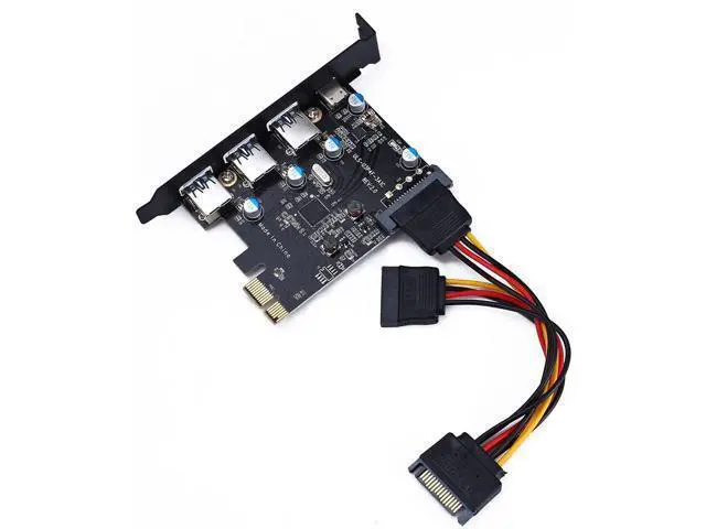 Alt view image 2 of 7 - PCI-E to USB 3.0 Type C +3 Type A Expansion Card - Interface USB 3.0 4-Port Express Card Desktop with 15 pin SATA Power Connector [ Include with A 4pin to 2x15pin Cable + A 15pin to 2x 15pin SATA Y-C