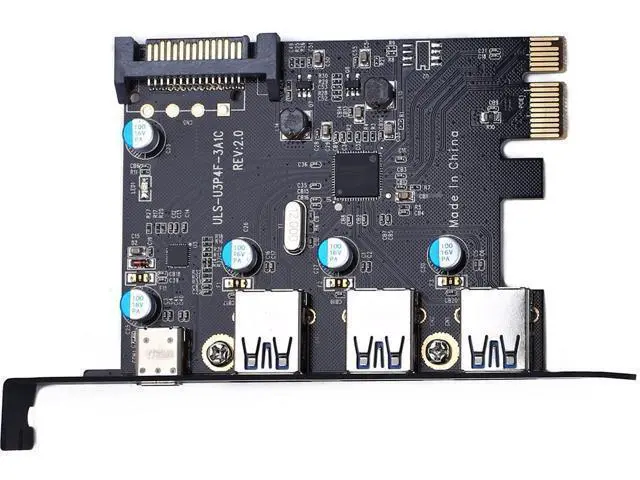 Alt view image 3 of 7 - PCI-E to USB 3.0 Type C +3 Type A Expansion Card - Interface USB 3.0 4-Port Express Card Desktop with 15 pin SATA Power Connector [ Include with A 4pin to 2x15pin Cable + A 15pin to 2x 15pin SATA Y-C