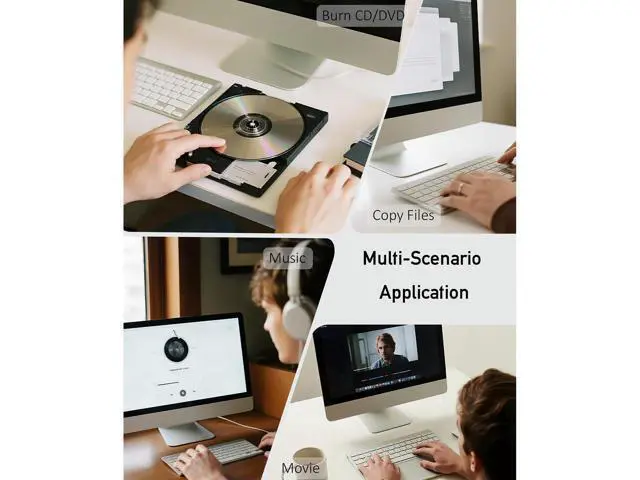 Alt view image 7 of 7 - External CD/DVD Drive for Laptop, USB 3.0 & Type-C Portable DVD Burner, CD ROM External DVD Drive for Laptop, Lightweight External CD DVD Optical Drive Compatible with PC, Windows Mac Os Linux