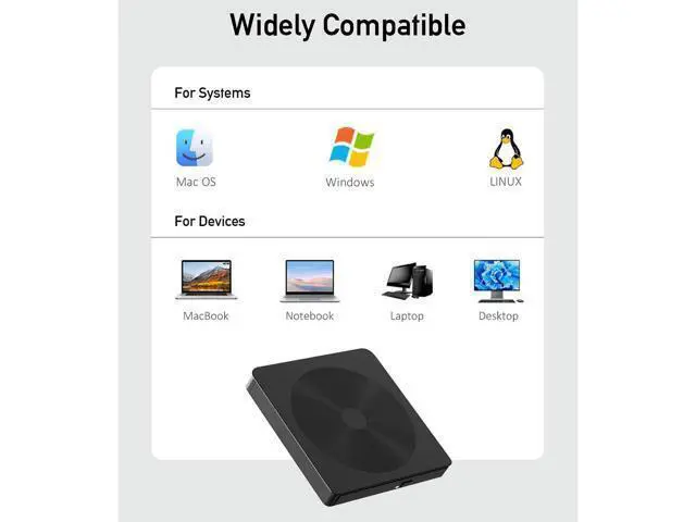 Alt view image 6 of 7 - External CD/DVD Drive for Laptop, USB 3.0 & Type-C Portable DVD Burner, CD ROM External DVD Drive for Laptop, Lightweight External CD DVD Optical Drive Compatible with PC, Windows Mac Os Linux