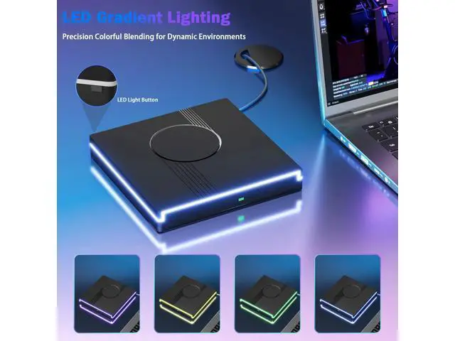 Alt view image 2 of 7 - RGB External CD/DVD Drive for Laptop, External DVD Drive USB 3.0 Type-C Portable DVD Player, CD Burner +/-RW Optical Drive, Slim CD ROM External Optical Drive for Laptop Desktop PC Windows Mac