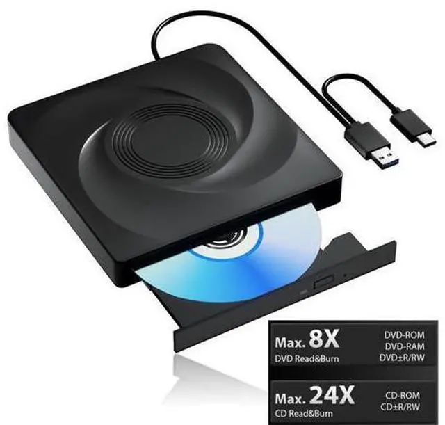 Main image of External CD/DVD Drive for Laptop, USB 3.0 & Type C CD Burner External DVD Drive, CD ROM DVD Player Portable CD Reader for Laptop, Compatible with Laptop PC Windows 11/10//7 Linux Mac OS giyqxHw