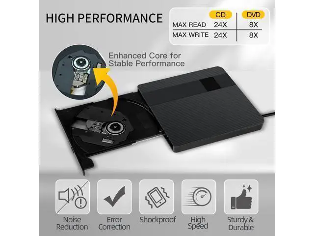 Alt view image 3 of 7 - External CD/DVD Drive for Laptops, USB 3.0 & Type-C Portable DVD Player+/-RW Burner Writer Reader, External Optical Drive Compatible with Laptop Desktop PC, Windows 11/10/8/7/XP, Linux, MacOS