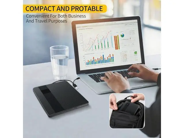 Alt view image 6 of 7 - External CD/DVD Drive for Laptops, USB 3.0 & Type-C Portable DVD Player+/-RW Burner Writer Reader, External Optical Drive Compatible with Laptop Desktop PC, Windows 11/10/8/7/XP, Linux, MacOS