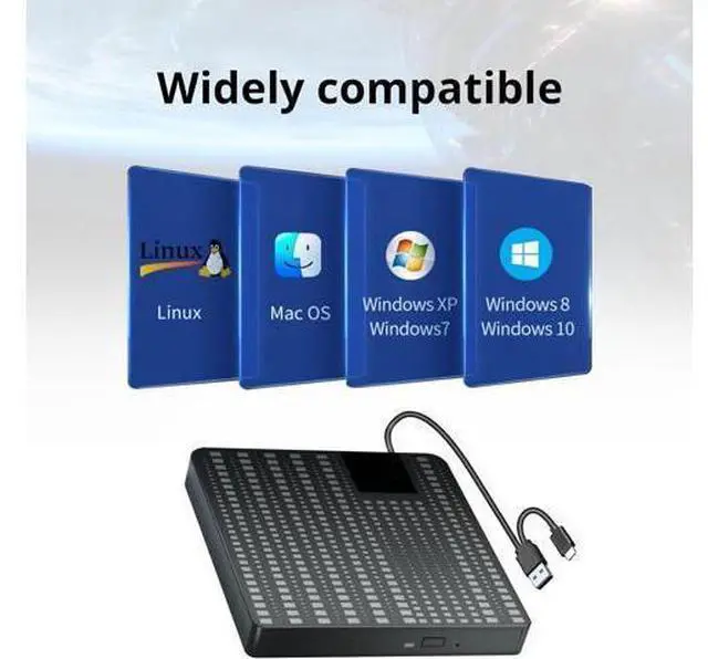 Alt view image 5 of 7 - External CD/DVD Drive for Laptop, USB 3.0 Type C CD DVD Player Portable +/-RW Burner CD ROM Reader Writer Disk Duplicator, Optical Drive Compatible with Laptop Desktop PC Windows Linux, MacOS