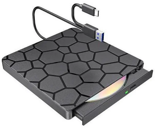 Main image of External CD/DVD Drive for Laptop & PC, USB 3.0 & USB C DVD Burner Ultra-Slim CD Player Portable for Laptop Disc Reader Compatible with Desktop PC Windows 11/10/8 Linux Mac OS MacBook Pro/Air