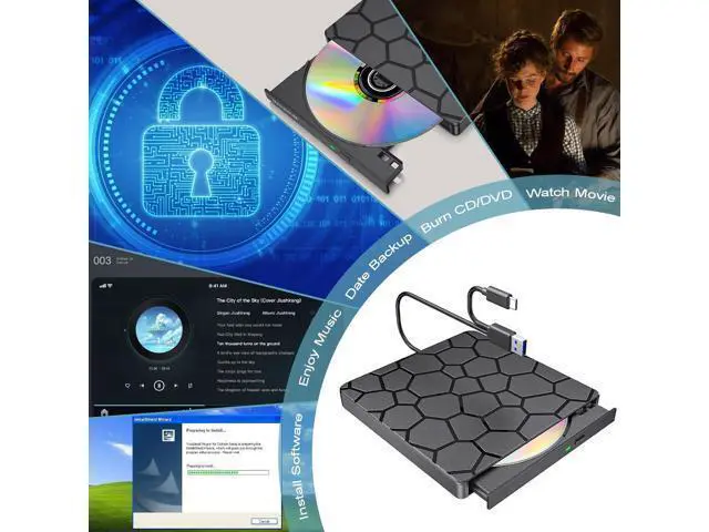 Alt view image 6 of 7 - External CD/DVD Drive for Laptop & PC, USB 3.0 & USB C DVD Burner Ultra-Slim CD Player Portable for Laptop Disc Reader Compatible with Desktop PC Windows 11/10/8 Linux Mac OS MacBook Pro/Air
