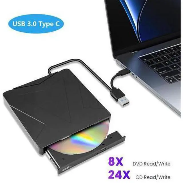 Main image of External DVD CD Drive for Laptop, USB 3.0 & Type-C Portable CD DVD +/-RW Burner Optical Drives CD ROM/DVD Drive External for PC Laptop Desktop MacBook Windows 7/8/10/11/XP Linux/Mac
