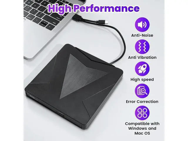 Alt view image 5 of 7 - External DVD CD Drive for Laptop, USB 3.0 & Type-C Portable CD DVD +/-RW Burner Optical Drives CD ROM/DVD Drive External for PC Laptop Desktop MacBook Windows 7/8/10/11/XP Linux/Mac