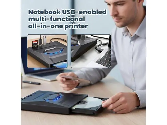 Alt view image 5 of 7 - 5-in-1 External DVD Drive USB 3.0 & Type-C, Portable DVD-RW/CD Writer Reader with USB Hub & SD/TF Card Reader, Plug & Play External Optical CD/DVD Drive for Laptop Desktop Windows, Linux, MacOS