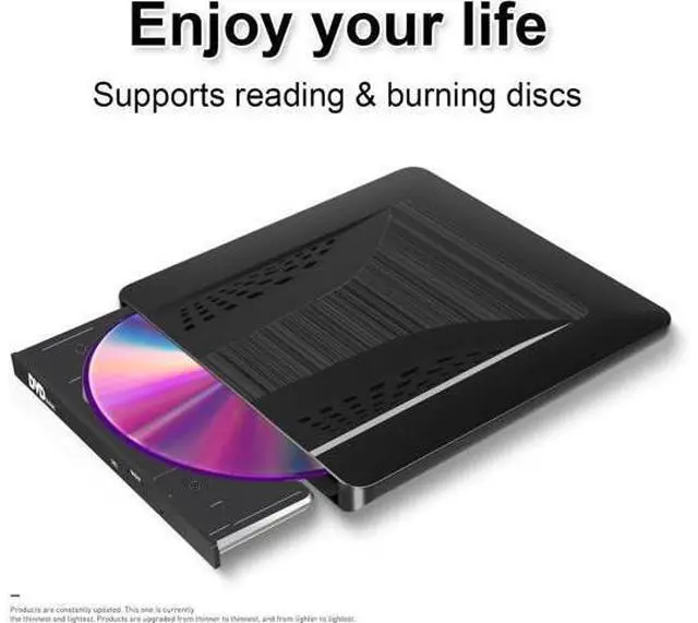 Alt view image 2 of 7 - Slim External CD DVD Drive, USB 3.0 Type-C External CD/DVD Drive, Portable CD DVD +/-RW Burner Fast Data Transfer, Plug & Play, Optical Drive for Laptop, Desktop Win11/10/8/7/XP, Linux, Mac OS