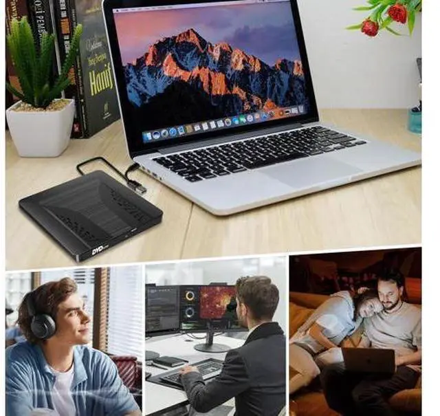Alt view image 7 of 7 - Slim External CD DVD Drive, USB 3.0 Type-C External CD/DVD Drive, Portable CD DVD +/-RW Burner Fast Data Transfer, Plug & Play, Optical Drive for Laptop, Desktop Win11/10/8/7/XP, Linux, Mac OS