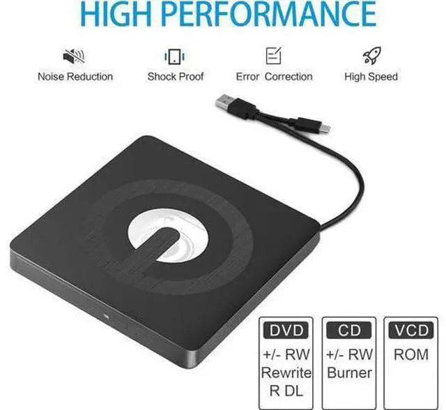 Alt view image 4 of 7 - External CD DVD Drive, Type-C & USB 3.0 External Optical CD/DVD Drive, Portable CD DVD Player RW Writer Burner Reader for Laptop, Desktop, PC, Windows 11/10 / 8/7 / XP/Linux/Vista, Linux, MacOS