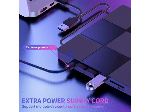 Alt view image 6 of 7 - External CD/DVD Drive for Laptop, 7 in 1 USB 3.0 Type C Ultra-Slim Portable CD/DVD Player Burner, with 4 USB Ports&SD TF Card Slot, Optical Drive Compatible with Windows 11/10/8/7, Linux, MacOS