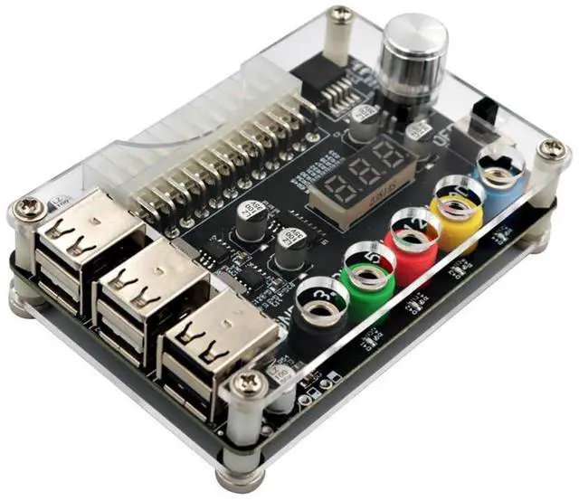 Main image of ATX Power Supply Breakout Board with Adjustable Voltage Knob and 6- Port USB 2.0,and QC 2.0/QC 3.0, 3A Maximum Output
