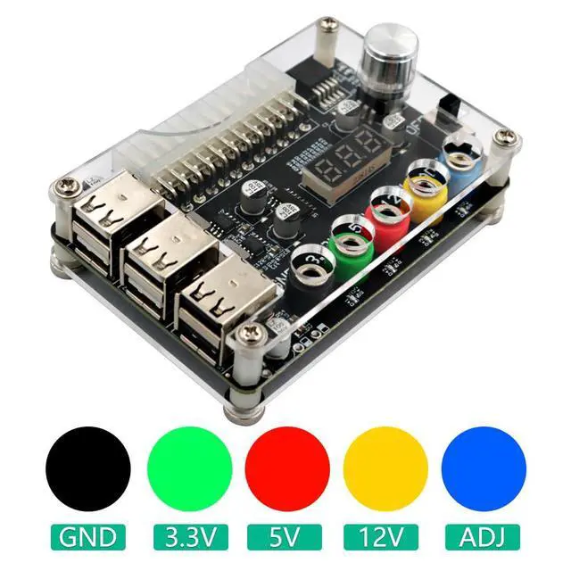 Alt view image 5 of 6 - ATX Power Supply Breakout Board with Adjustable Voltage Knob and 6- Port USB 2.0,and QC 2.0/QC 3.0, 3A Maximum Output