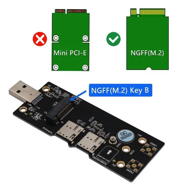 Alt view image 4 of 7 - SUPERPLUS NGFF(M.2) to USB 3.0 Adapter with Dual Nano SIM Card Slot for 3G/4G/5G Module
