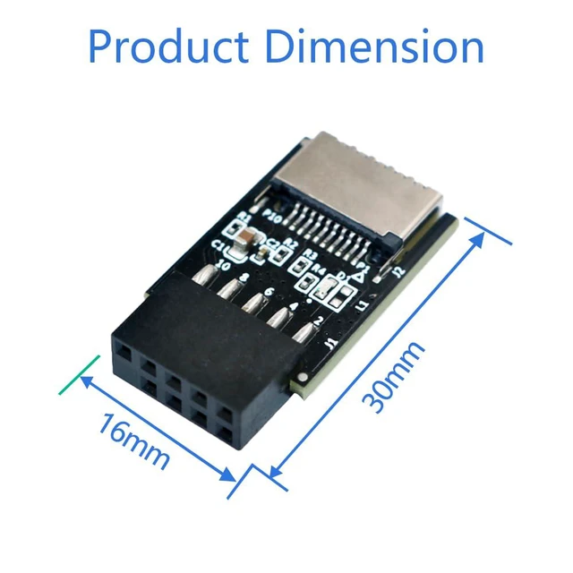 Alt view image 3 of 6 - USB 3.1 Front Panel Socket Key-A Type-E to USB 2.0 9Pin Header Male Extension Adapter with 5V Power LED