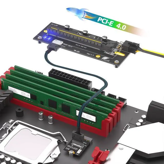Alt view image 5 of 7 - M.2 M-Key 2230 to PCIe 4.0 X16 with Oculink SFF-8612/8611 Extension Cable