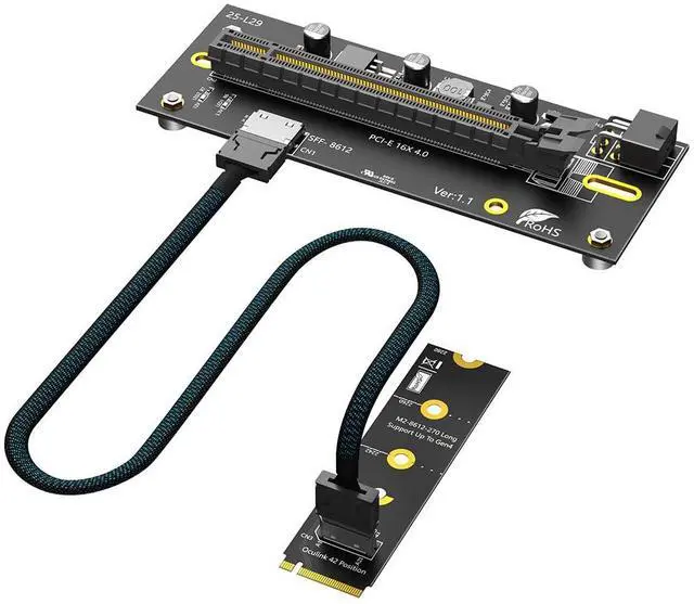 Main image of M.2 M-Key 2242 2260 2280 to PCIe 4.0 X16 with Oculink SFF-8612/8611 Extension Cable