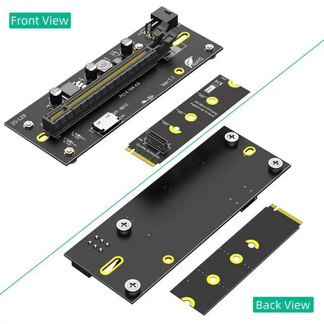 Alt view image 2 of 7 - M.2 M-Key 2242 2260 2280 to PCIe 4.0 X16 with Oculink SFF-8612/8611 Extension Cable