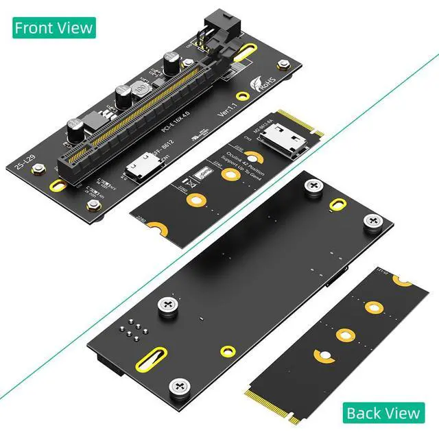 Alt view image 2 of 7 - M.2 M-Key 2242/2260/2280 to PCI-e 4.0 X16 with Oculink SFF-8612/8611 Extension Cable (Horizontal Style)