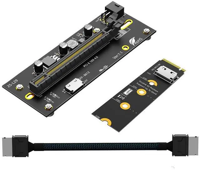 Main image of M.2 M-Key 2242/2260/2280 to PCI-e 4.0 X16 with Oculink SFF-8612/8611 Extension Cable (Horizontal Style)