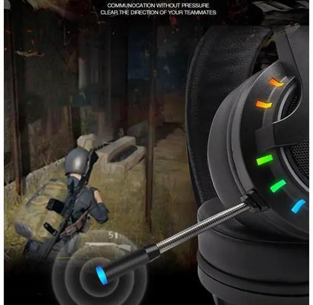 Alt view image 5 of 7 - Stereo Gaming Headset for PS4, PC, Xbox One Controller, 7.1-Channel Noise Cancelling Over Ear Headphones with Mic, LED Light, Bass Surround, Soft Memory Earmuffs for Laptop Mac Nintendo PS3 Games